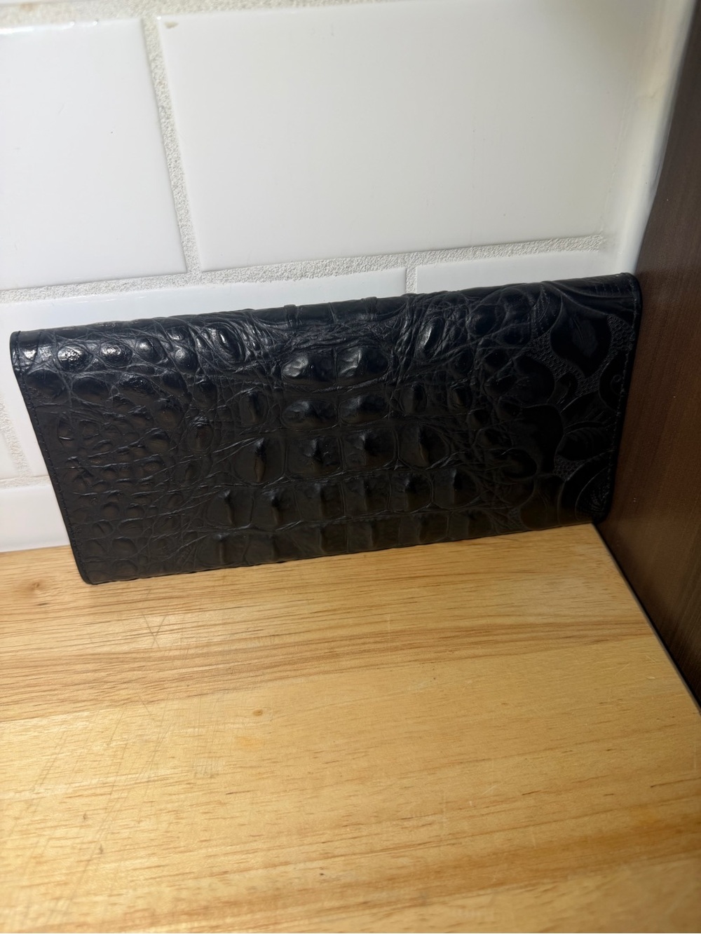 Raviani black leather wallet. Croco w/ crystals - Picture 5 of 9